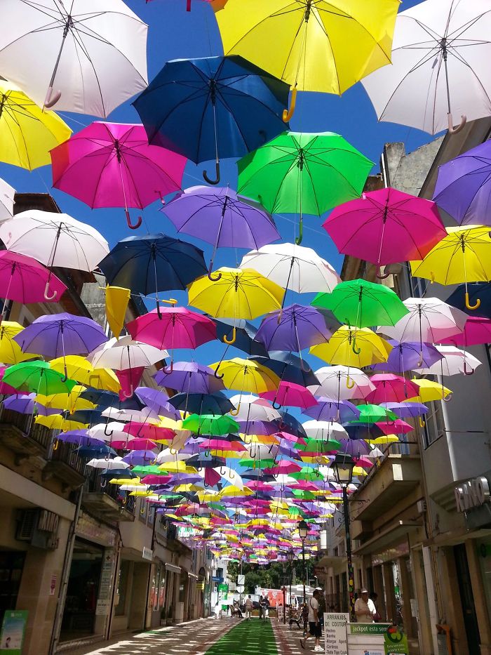 Umbrellas In The Streets Of Agueda, Portugal