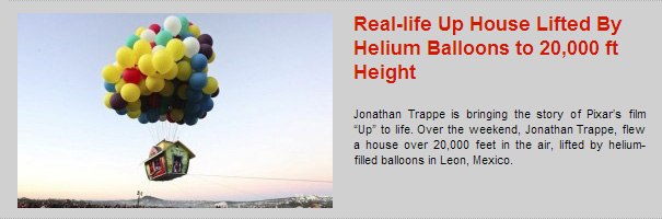 Real-life Up House Lifted By Helium Balloons to 20,000 ft Height