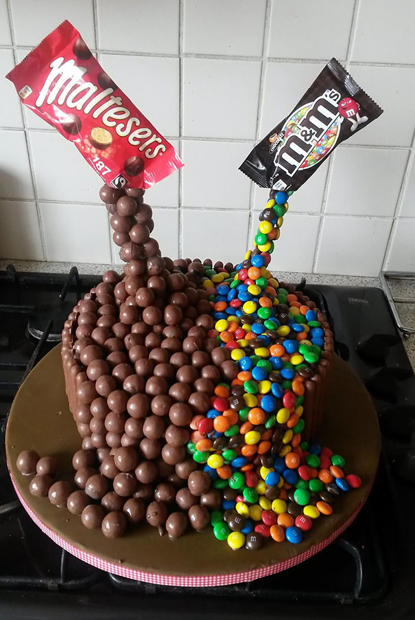 Anti Gravity Maltesers And M&M's Cake