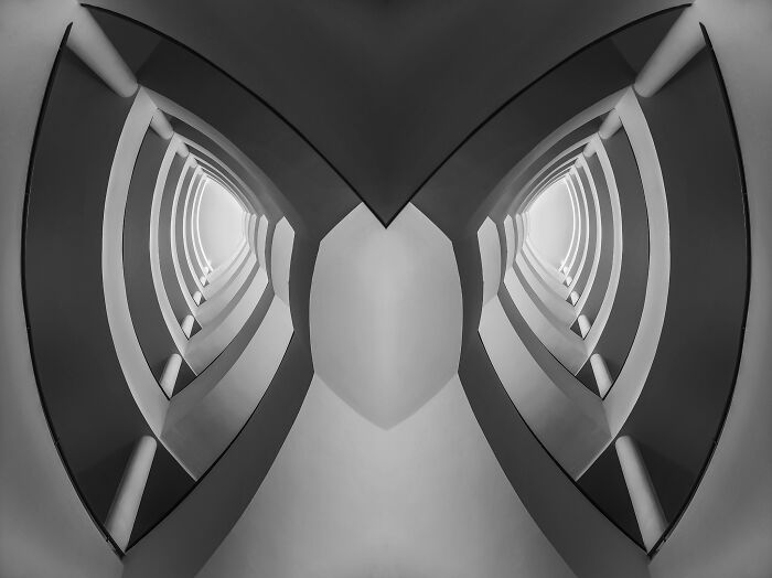 I Created An Unique Stairing Eyes Photo Series By Mirroring Photos Of Stairwells (11 Pics)