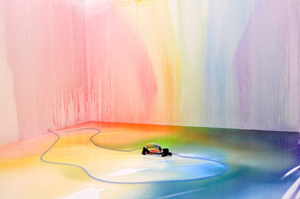 Garden Sprinkler Turned Into a Rainbow Machine 