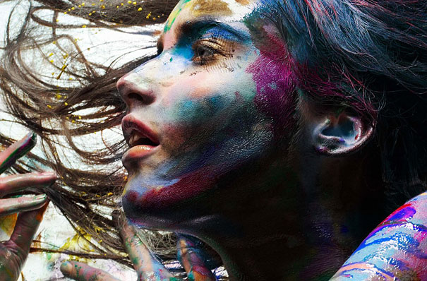 Models Dressed in Paint Splashes by Iain Crawford