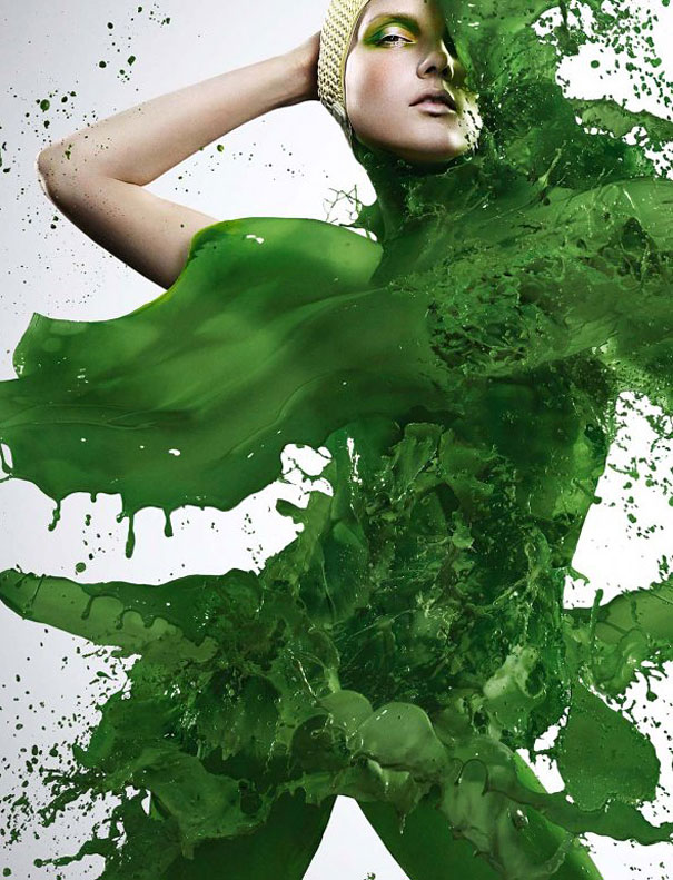 Models Dressed in Paint Splashes by Iain Crawford