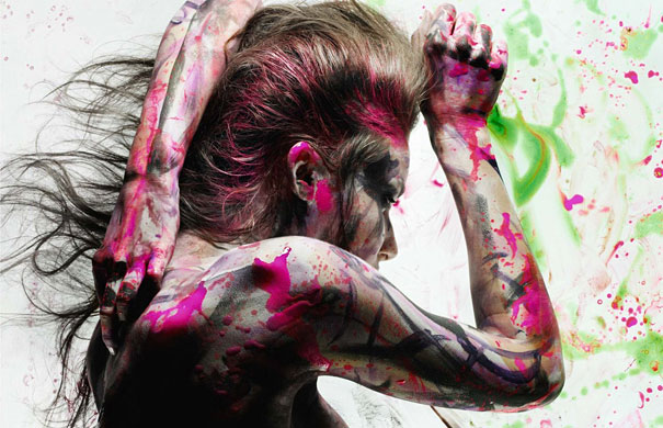 Models Dressed in Paint Splashes by Iain Crawford