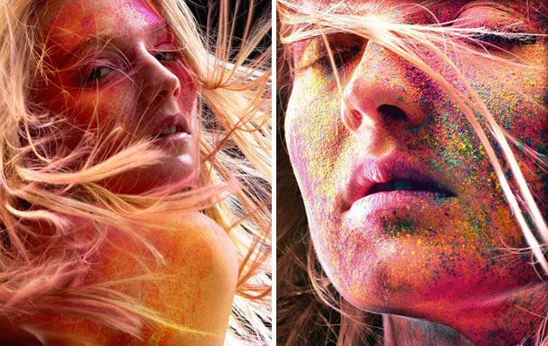 Models Dressed in Paint Splashes by Iain Crawford