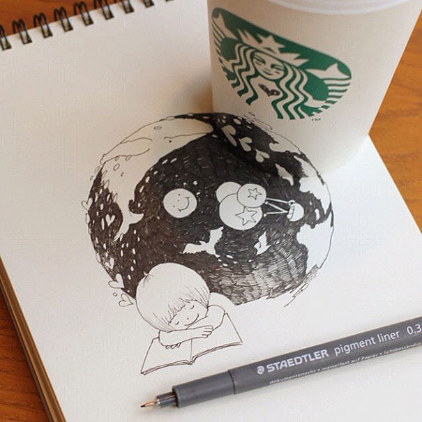 Starbucks Cups Become 3D Drawings Starbucks Cups Become 3D Drawings