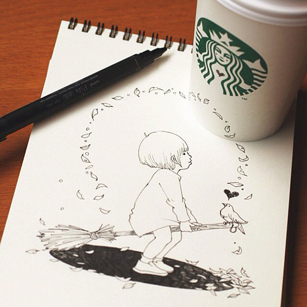 Starbucks Cups Become 3D Drawings Starbucks Cups Become 3D Drawings