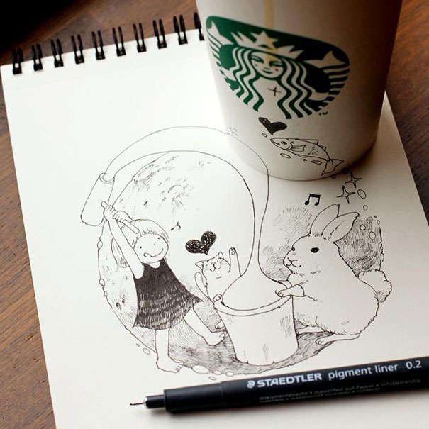 Starbucks Cups Become 3D Drawings Starbucks Cups Become 3D Drawings