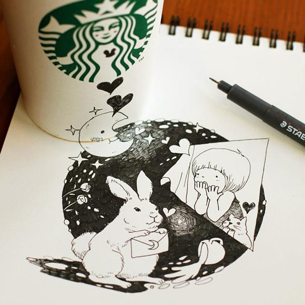 Starbucks Cups Become 3D Drawings Starbucks Cups Become 3D Drawings