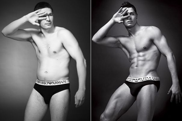 Regular Guys vs Male Supermodels Side-by-side In Underwear Ads
