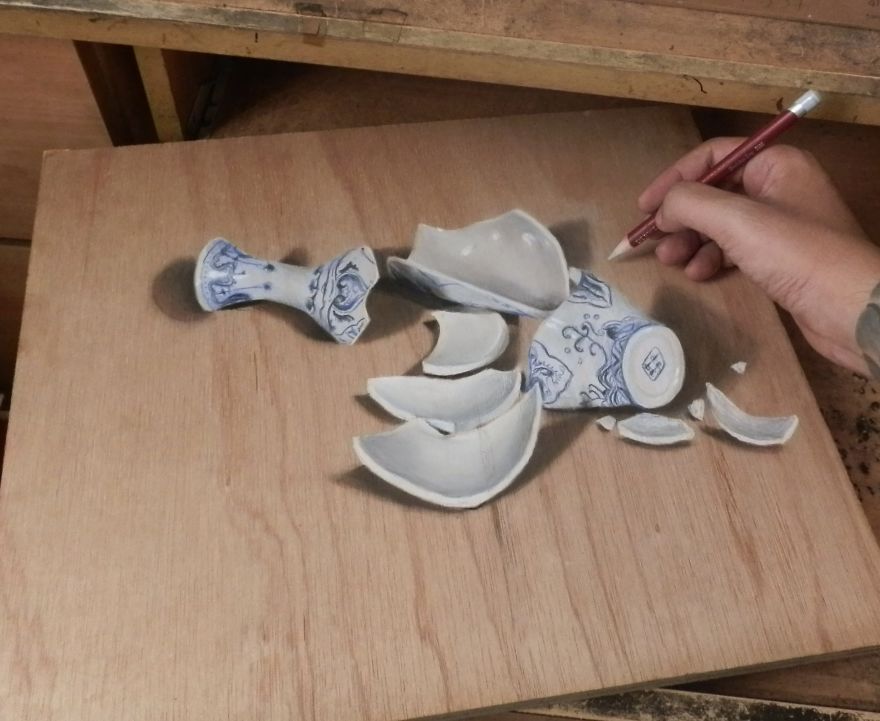 Photorealistic Pastel Drawings On Boards Of Wood Photorealistic Pastel Drawings On Boards Of Wood