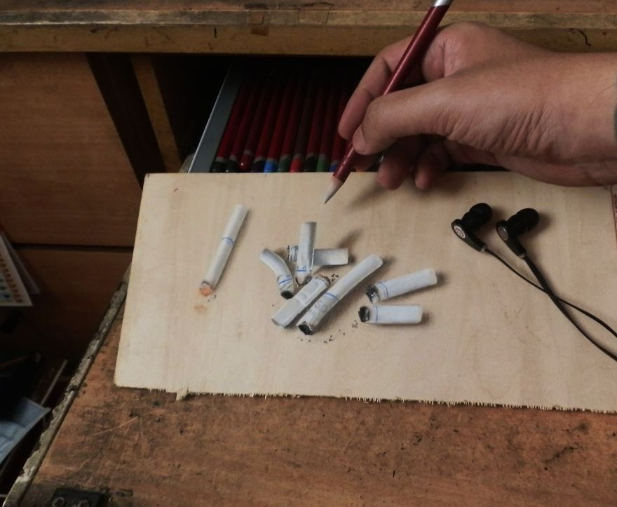 Photorealistic Pastel Drawings On Boards Of Wood Photorealistic Pastel Drawings On Boards Of Wood