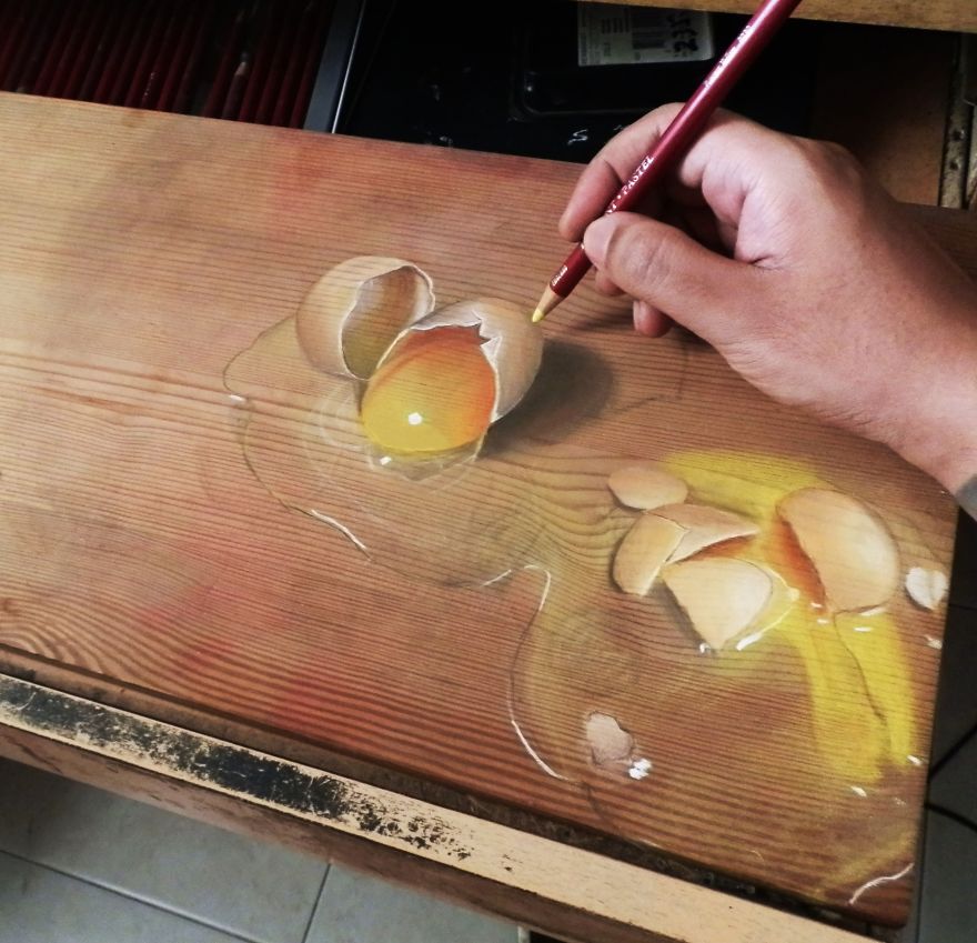 Photorealistic Pastel Drawings On Boards Of Wood Photorealistic Pastel Drawings On Boards Of Wood