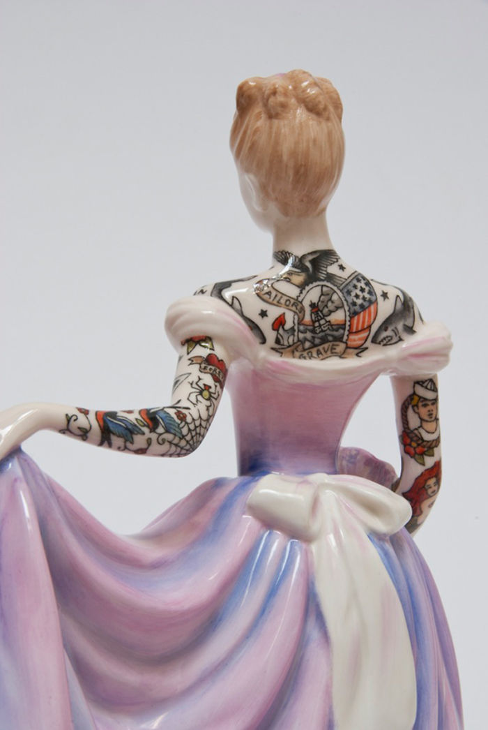 These Porcelain Dolls Look Perfectly Traditional Except For Their Sailor Tattoos