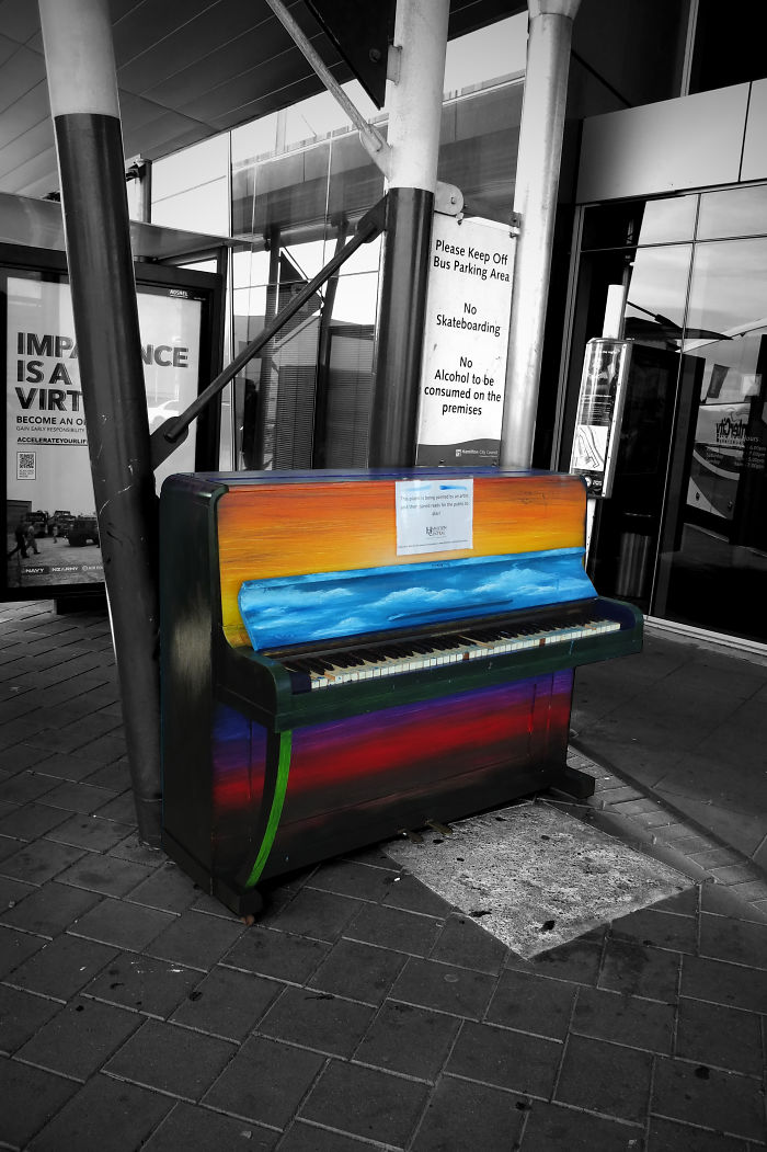Colourful Piano For Public Use In Hamilton, New Zealand