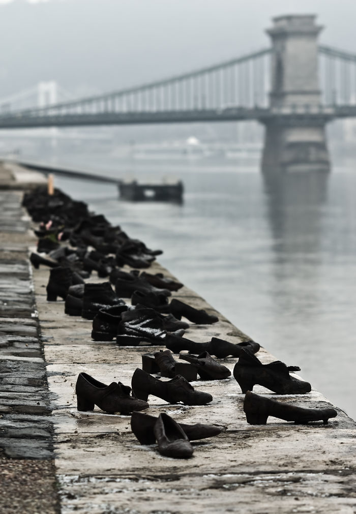 The Shoes On The Danube Bank Is A Memorial In Budapest, Hungary.