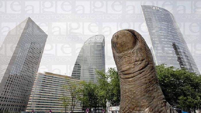 The Giant Finger Sculpture In La Defense, Paris, France