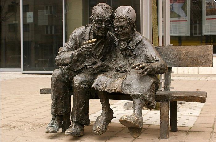 Bench Of A Kashubian Couple Gdynia Poland