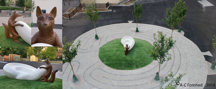 "a Fox Behind The Ear" By Ann-charlott Fornhed. Swedish Scoolyard. Artists Photo.