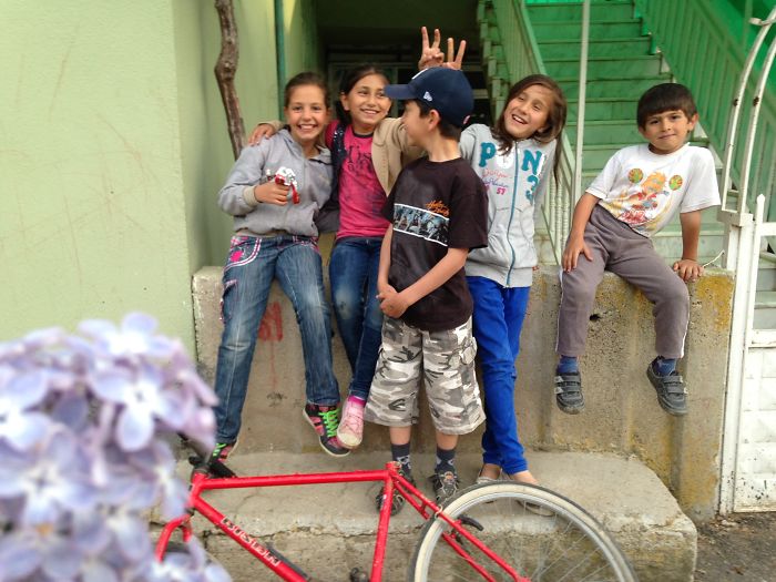 Children By The Wall Of The Mosque Konya Turkey