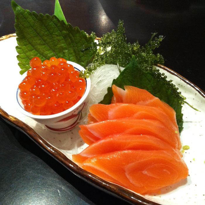 Salmon Sashimi And Salmon Roe