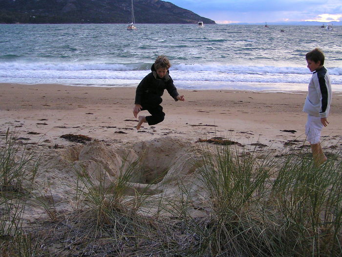 Boys Enjoying Jumping Everywhere