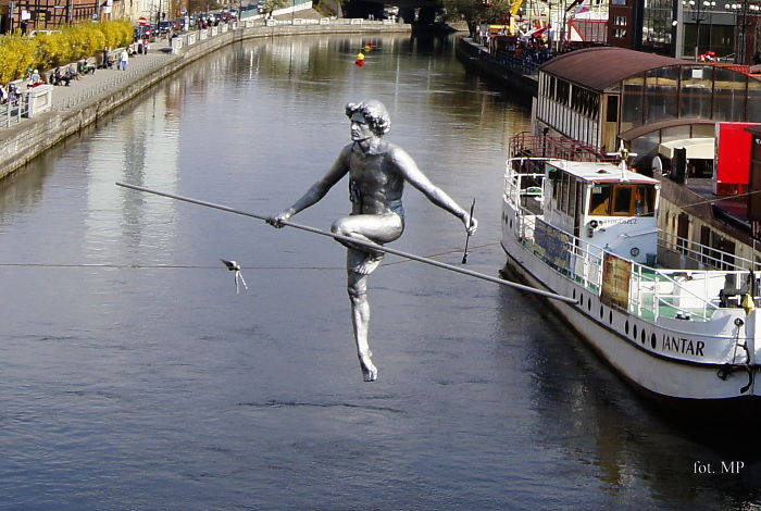 Bydgoszcz, Poland. "man Crossing The River"