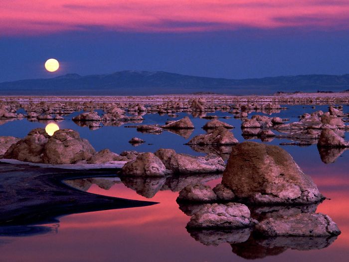 Moonrise At Mono Lake, California