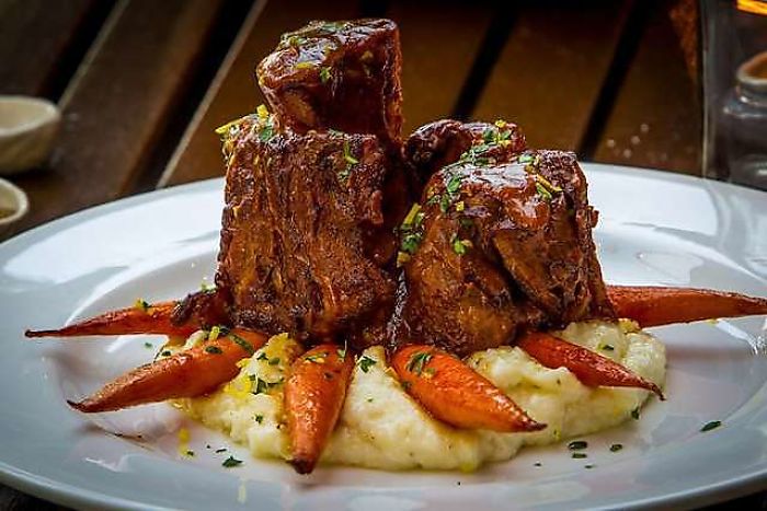 Pork Osso Bucco With Roasted Carrots And Garlic Buttery Potatoes!