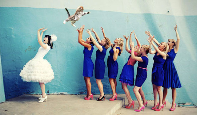 Bride’s Bouquets Replaced By Flying Cats In The Latest Wedding Photography Trend