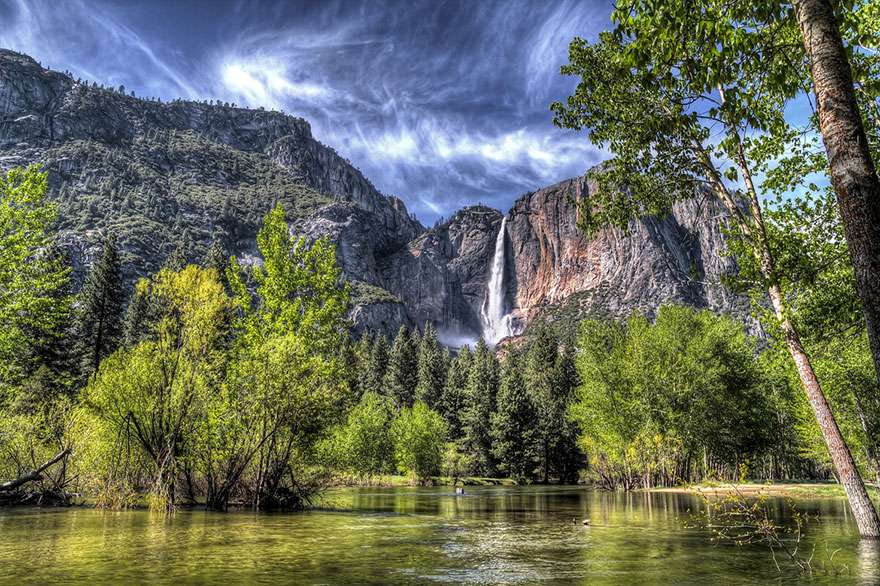 Forest with river and mountains Yosemite Valley, USA Forest with river and mountains Yosemite Valley, USA