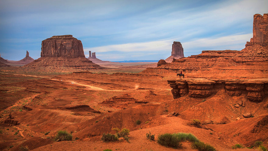 Man walking on Monument Valley, USA Man walking on Monument Valley, USA