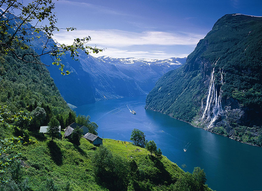 Rive with mountains Geiranger Fjord, Norway Rive with mountains Geiranger Fjord, Norway