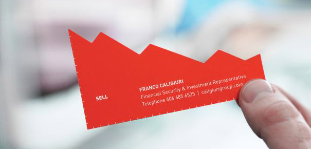 Creative business card with red graph design for financial security and investment representative. Creative business card with red graph design for financial security and investment representative.