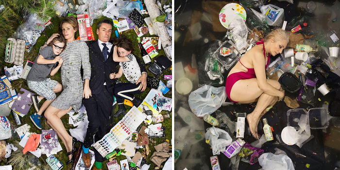 Shocking Photographs Of People Lying In 7 Days Worth of Their Trash