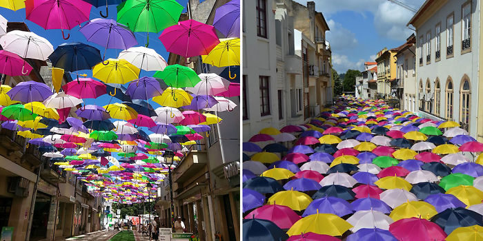 Hundreds of Umbrellas Once Again Float Above The Streets in Portugal