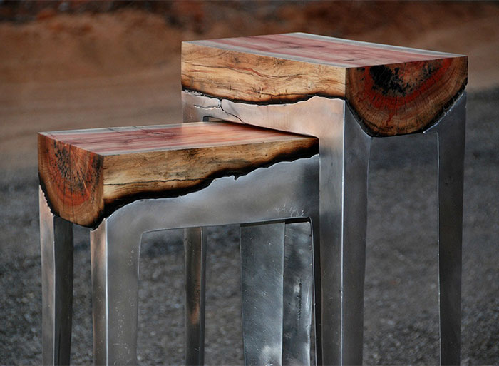 Wood And Metal Unite In Striking Furniture By Hilla Shamia