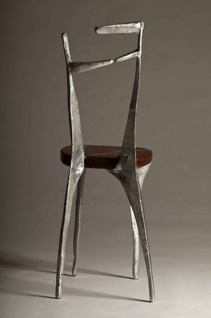 I Make Unique Furniture By Pouring Cast Aluminum Onto Wood