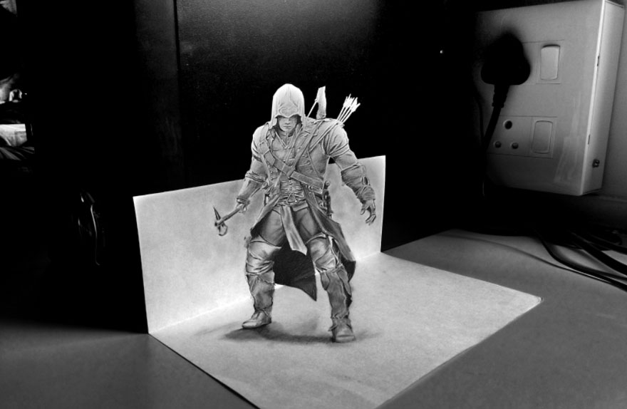 3D drawing of Assassin Creed character