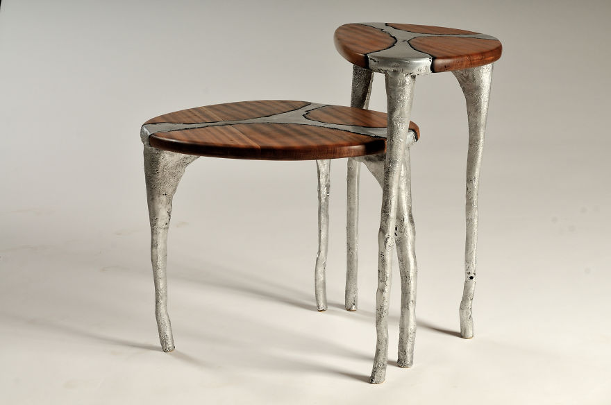 I Make Unique Furniture By Pouring Cast Aluminum Onto Wood