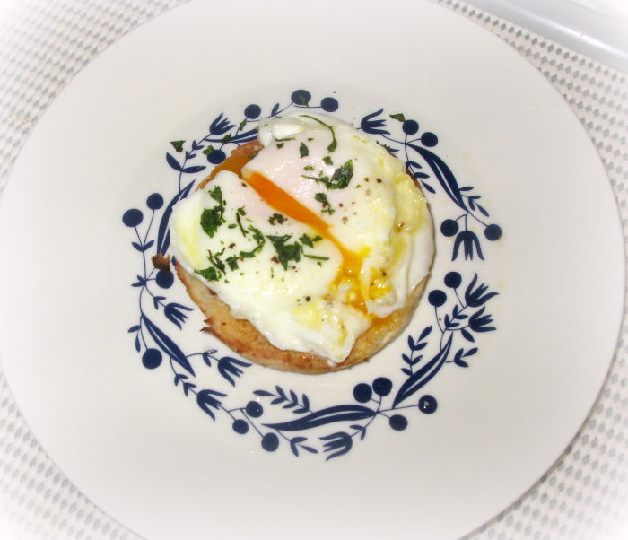Perfectly Cooked Poached Egg On Toasted Muffin
