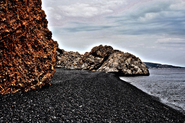 Mavra Volia (black Pebble Beach), Chios Island, Greece