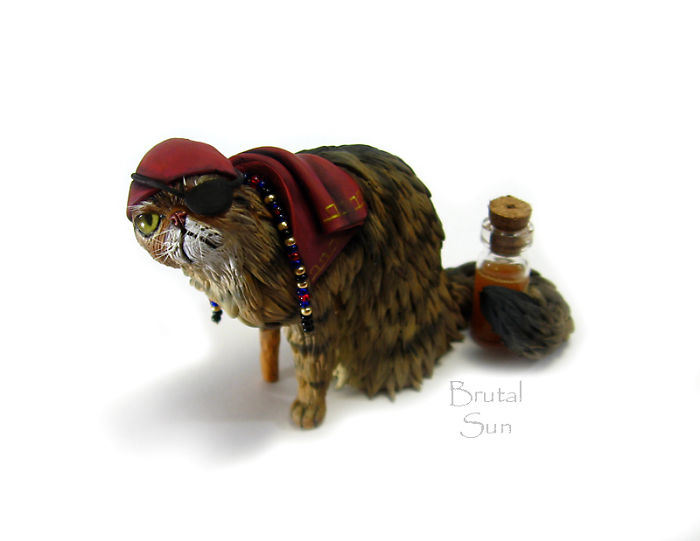 Miniature Cat Figurines Sculpted From Polymer Clay Miniature Cat Figurines Sculpted From Polymer Clay