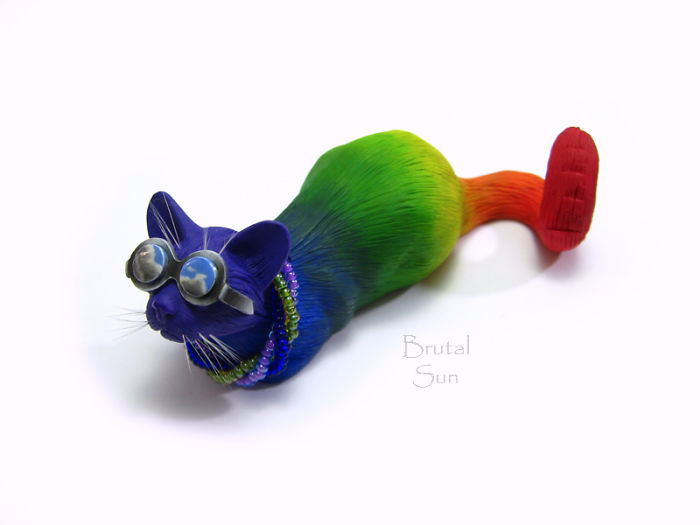 Miniature Cat Figurines Sculpted From Polymer Clay