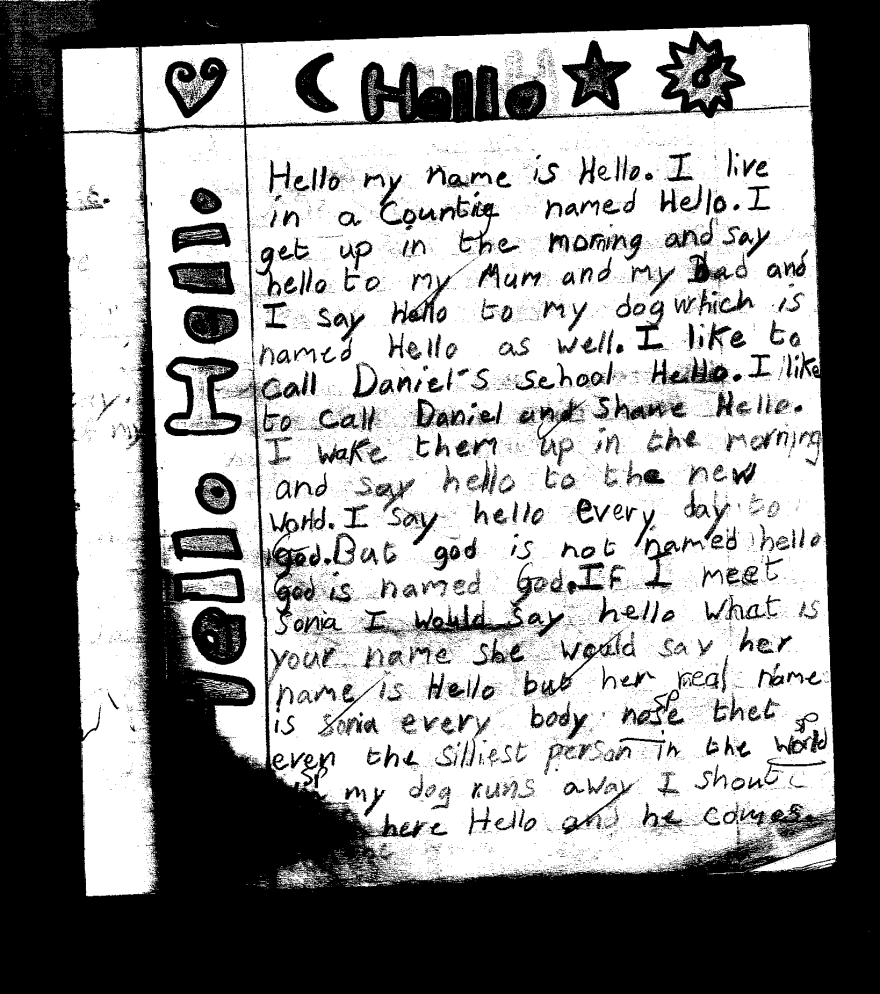 I Turned My 15 Year Old "hello" Essay Into An Animation Using A Scanner