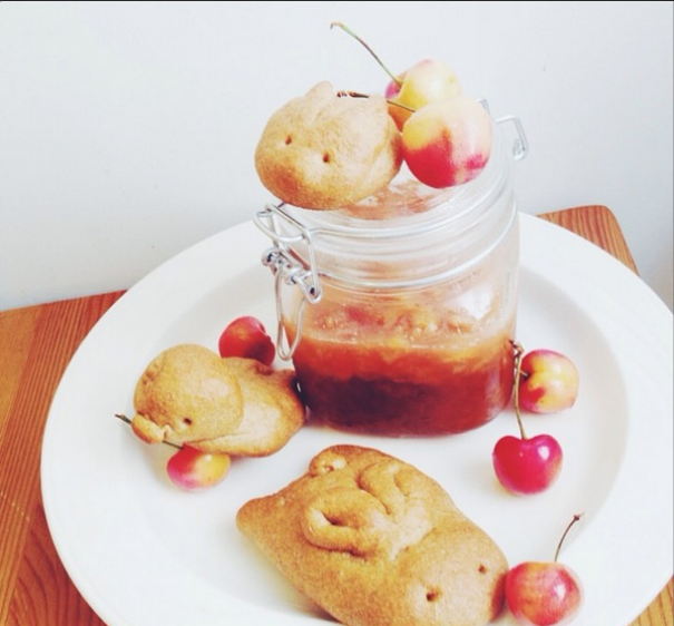 Bunny And Duck Whole Wheat Bread With Cherry Jam