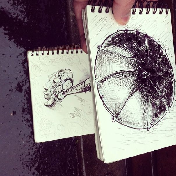 Illustrator Creates Doodles That Interact With Their Surroundings Illustrator Creates Doodles That Interact With Their Surroundings