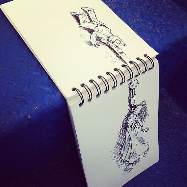 Illustrator Creates Doodles That Interact With Their Surroundings Illustrator Creates Doodles That Interact With Their Surroundings