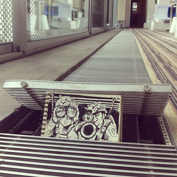 Illustrator Creates Doodles That Interact With Their Surroundings Illustrator Creates Doodles That Interact With Their Surroundings