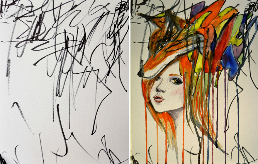 Artist Turns Her 2-Year-Old's Sketches Into Paintings Artist Turns Her 2-Year-Old's Sketches Into Paintings